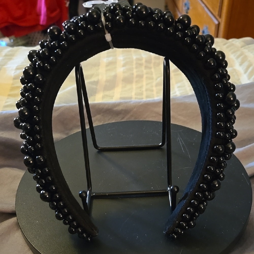 Nollia Elegant Black Beaded Headband NWT